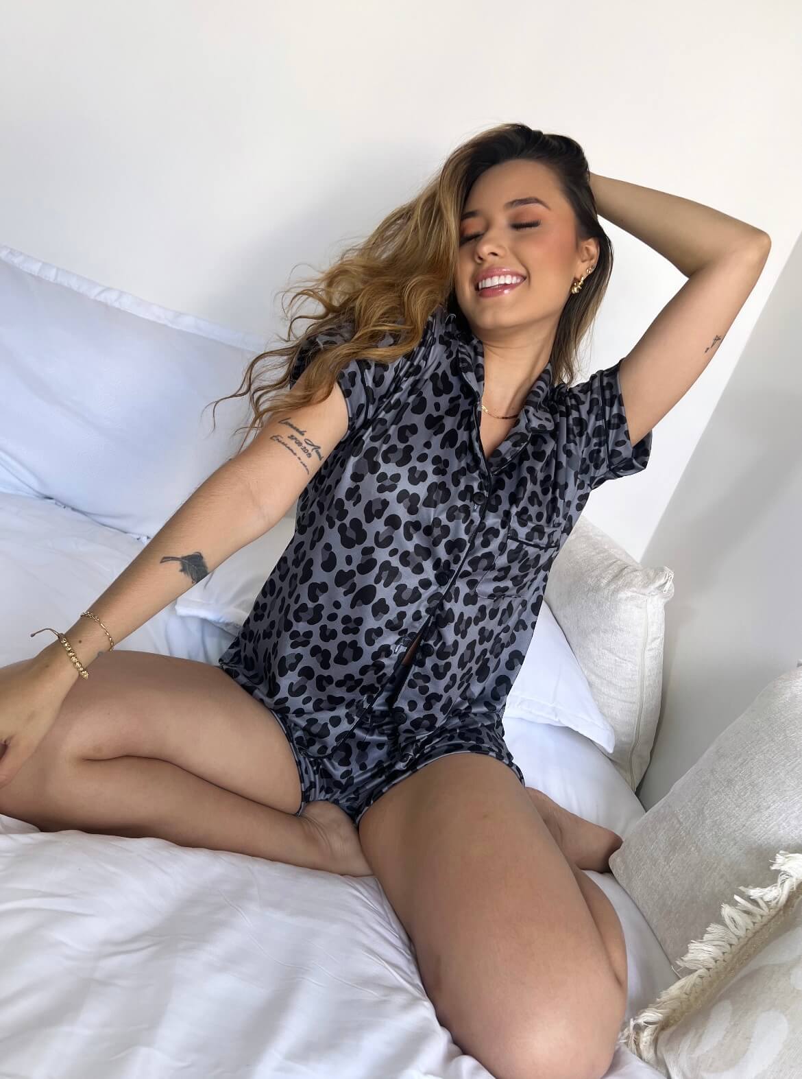Pijama Alana Animal Print Negro Short