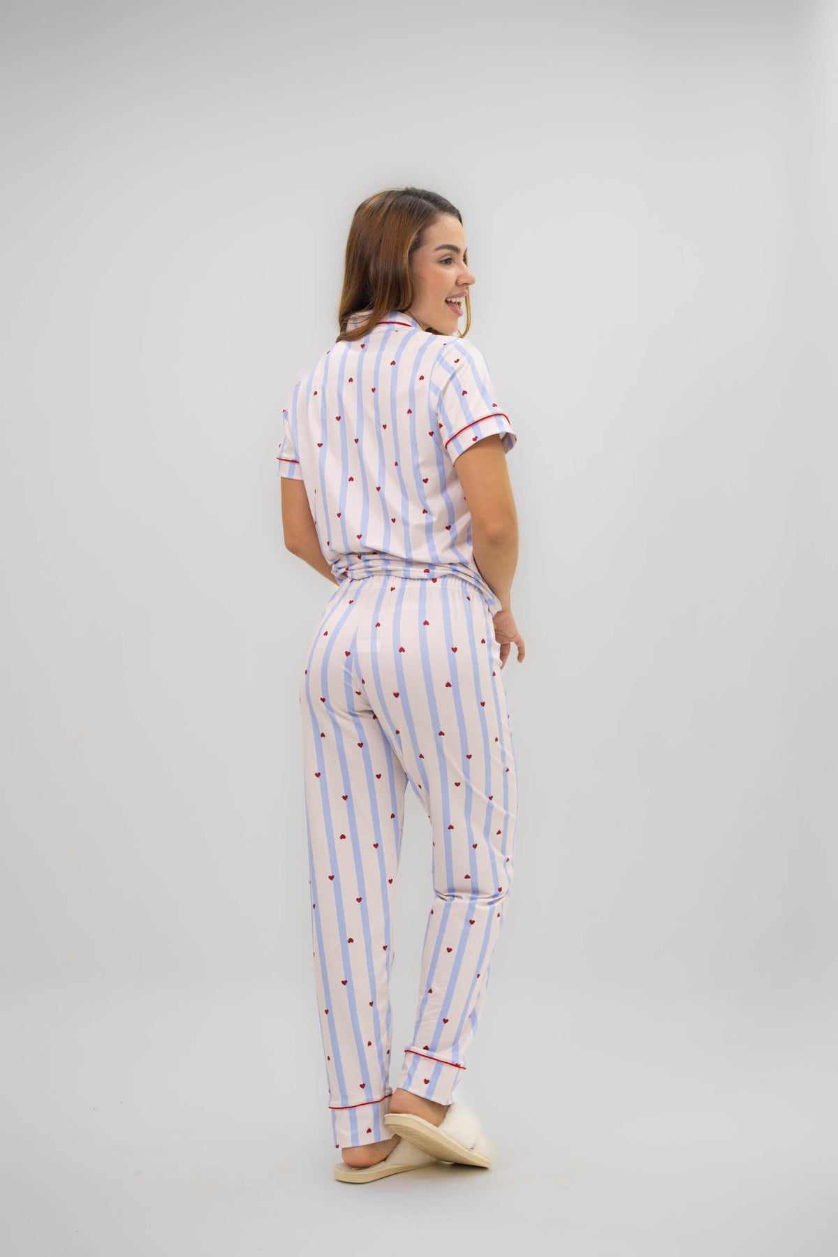 Alana Corazones Lineas Azul Pantalón