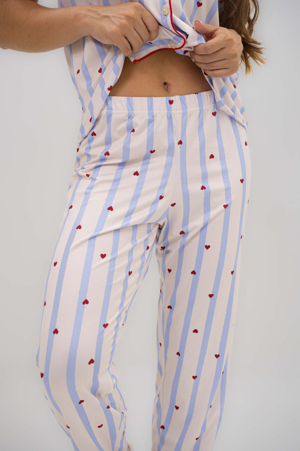 Alana Corazones Lineas Azul Pantalón
