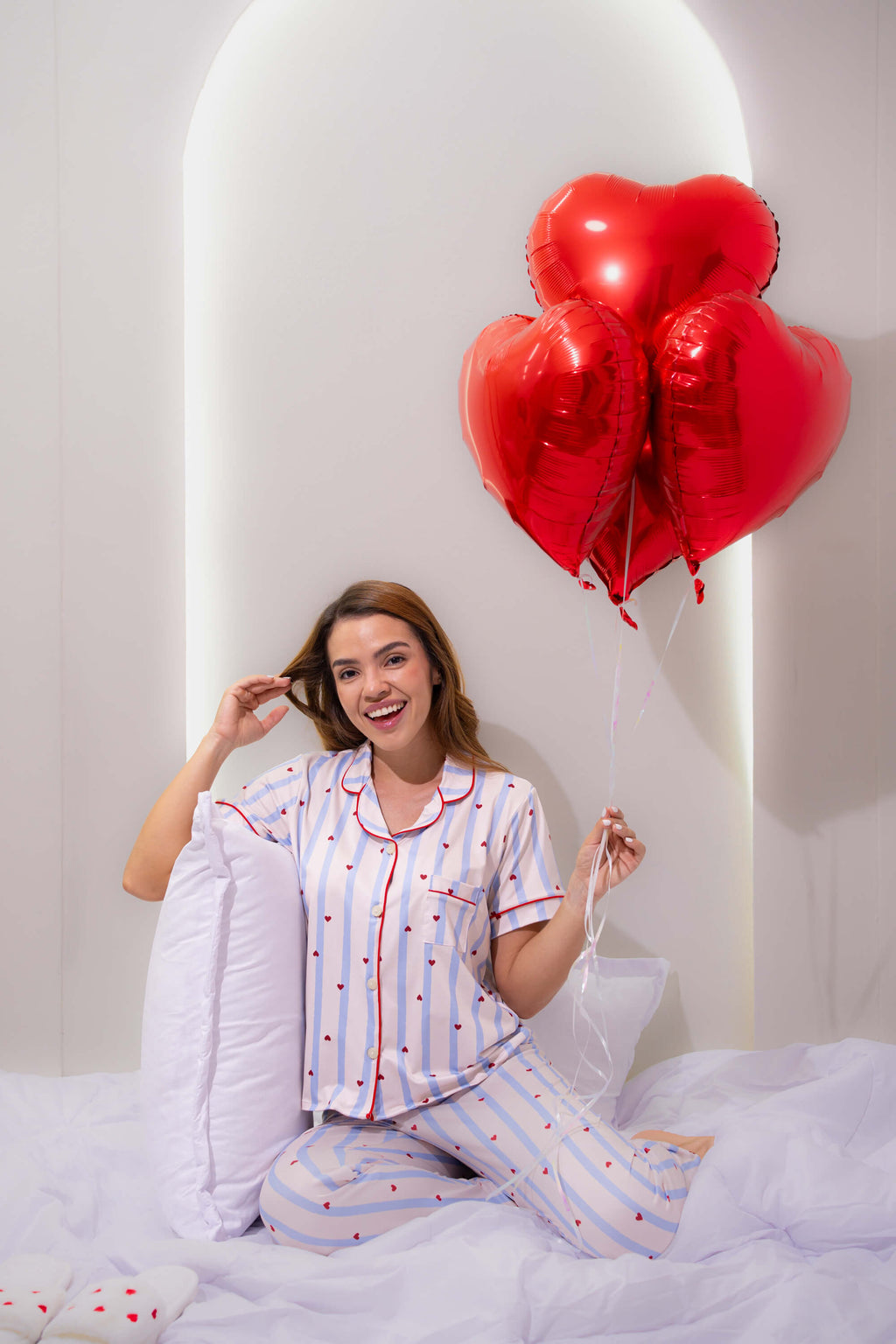 Alana Corazones Lineas Azul Pantalón