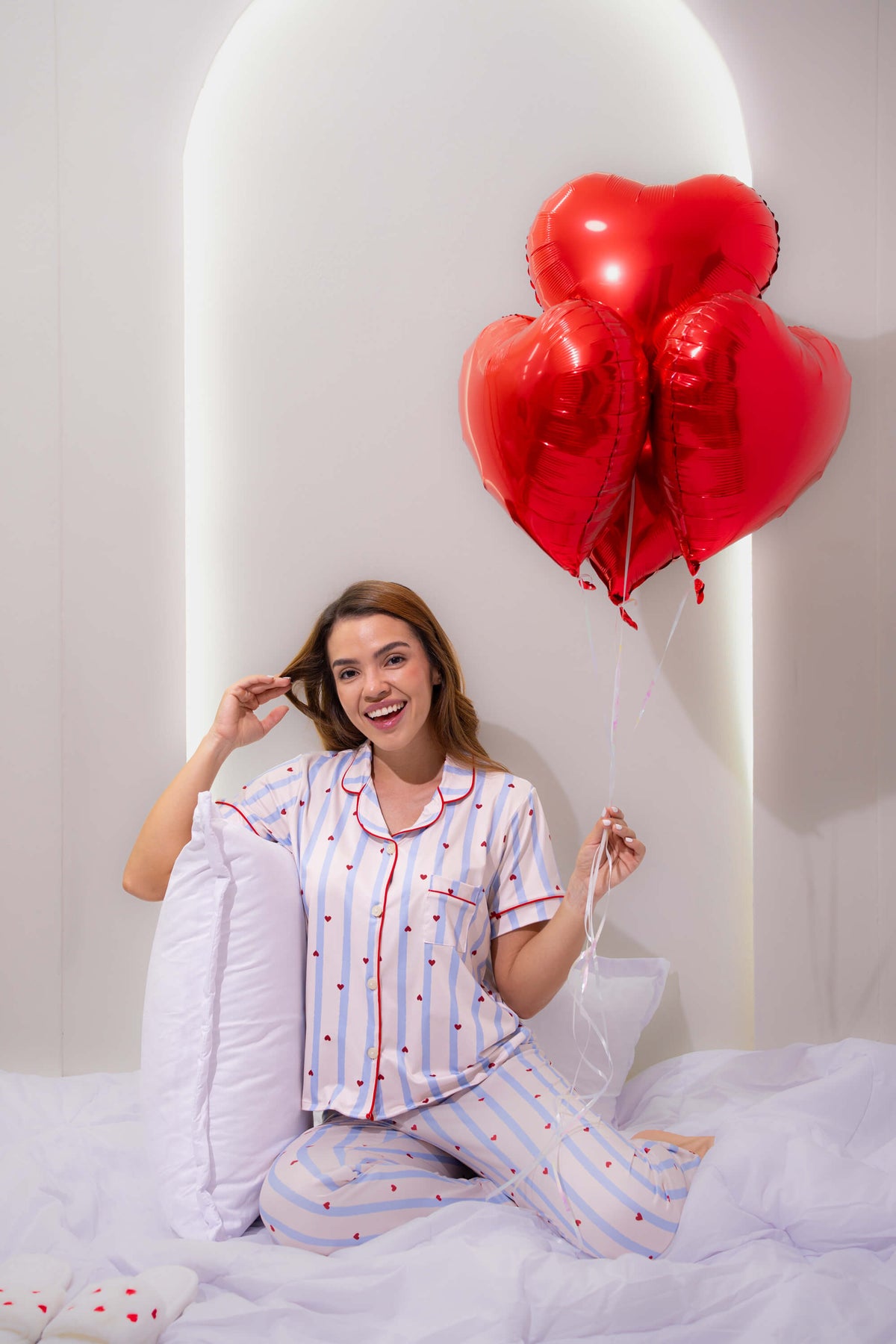 Alana Corazones Lineas Azul Pantalón