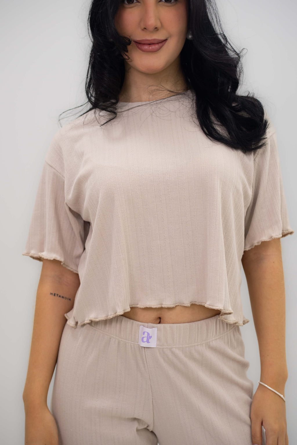 Emma Crop + Short - Beige