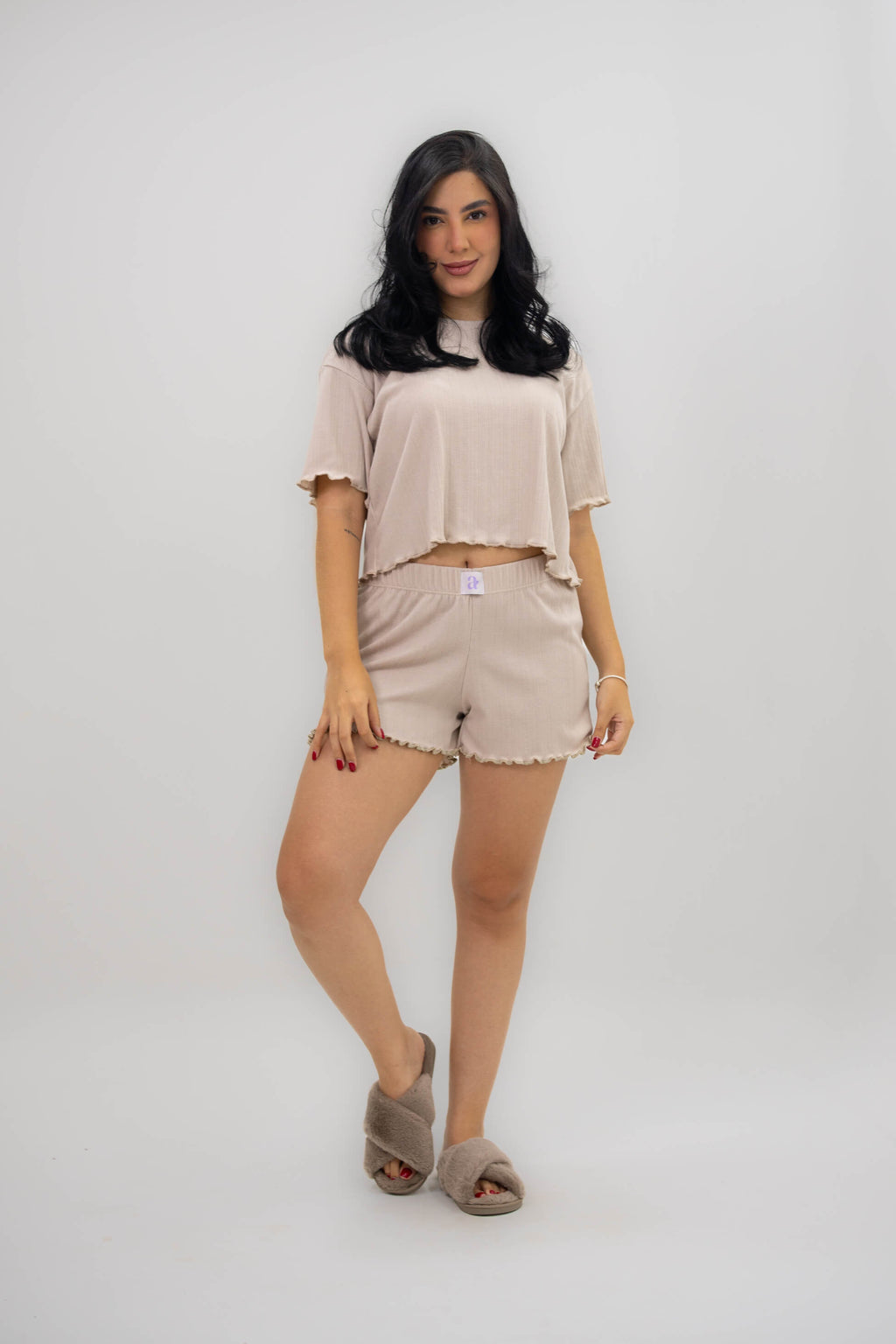 Emma Crop + Short - Beige