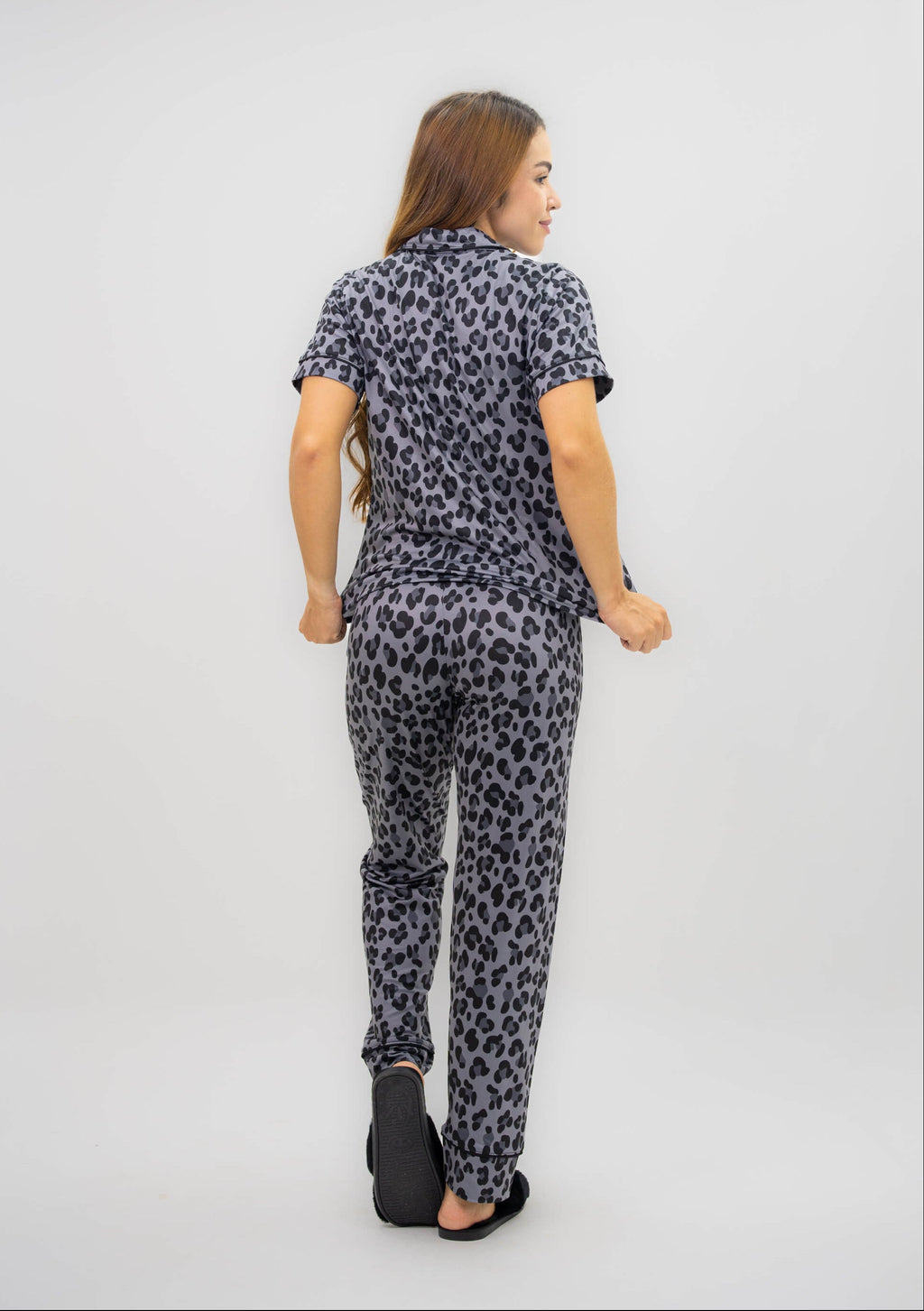 Pijama Alana Animal Print Negro Pantalón
