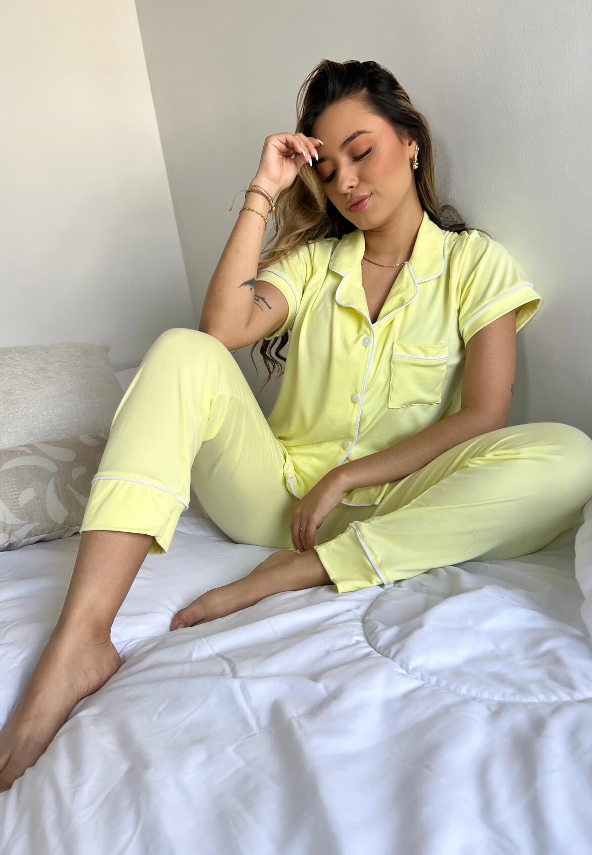 Pijama Alana Amarillo Pantalón