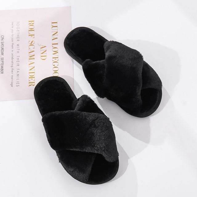 Pantuflas de Felpa Negra