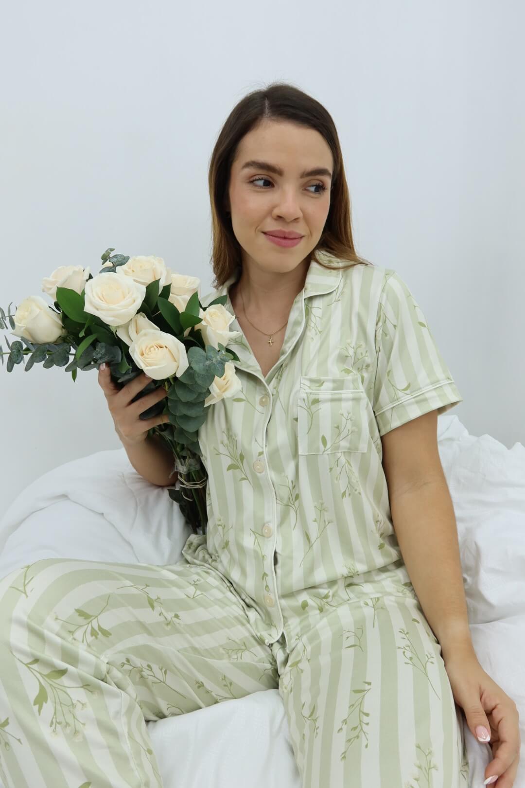 Alana Floral Verde Pantalón
