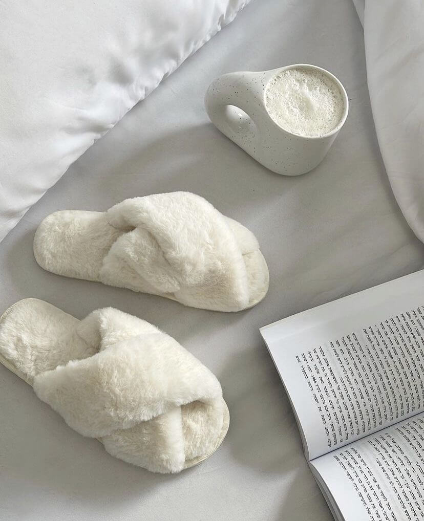Pantuflas de Felpa Marfil