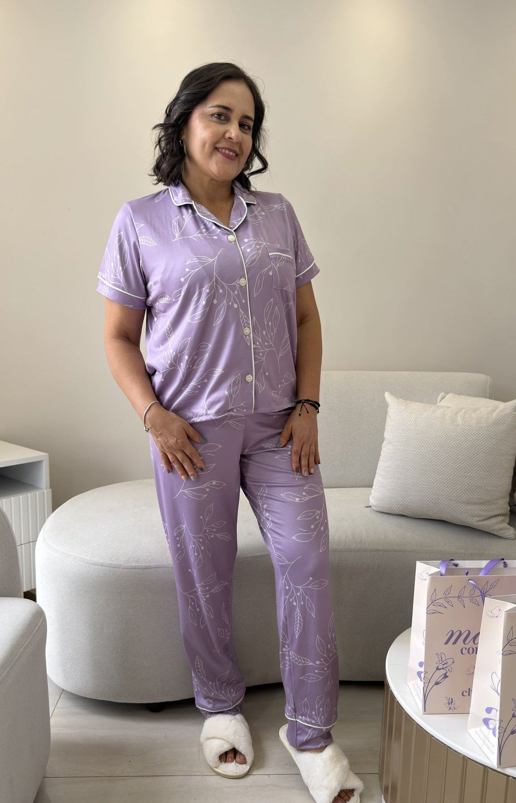 Alana Floral Lila Pantalón